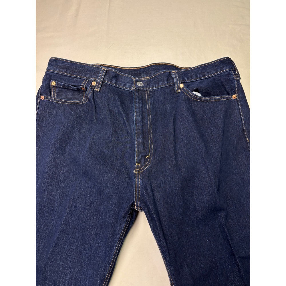 Levis 505 Regular Fit Straight Leg Jeans Mens 42x26 Dark Wash Indigo Denim - Picture 2 of 15